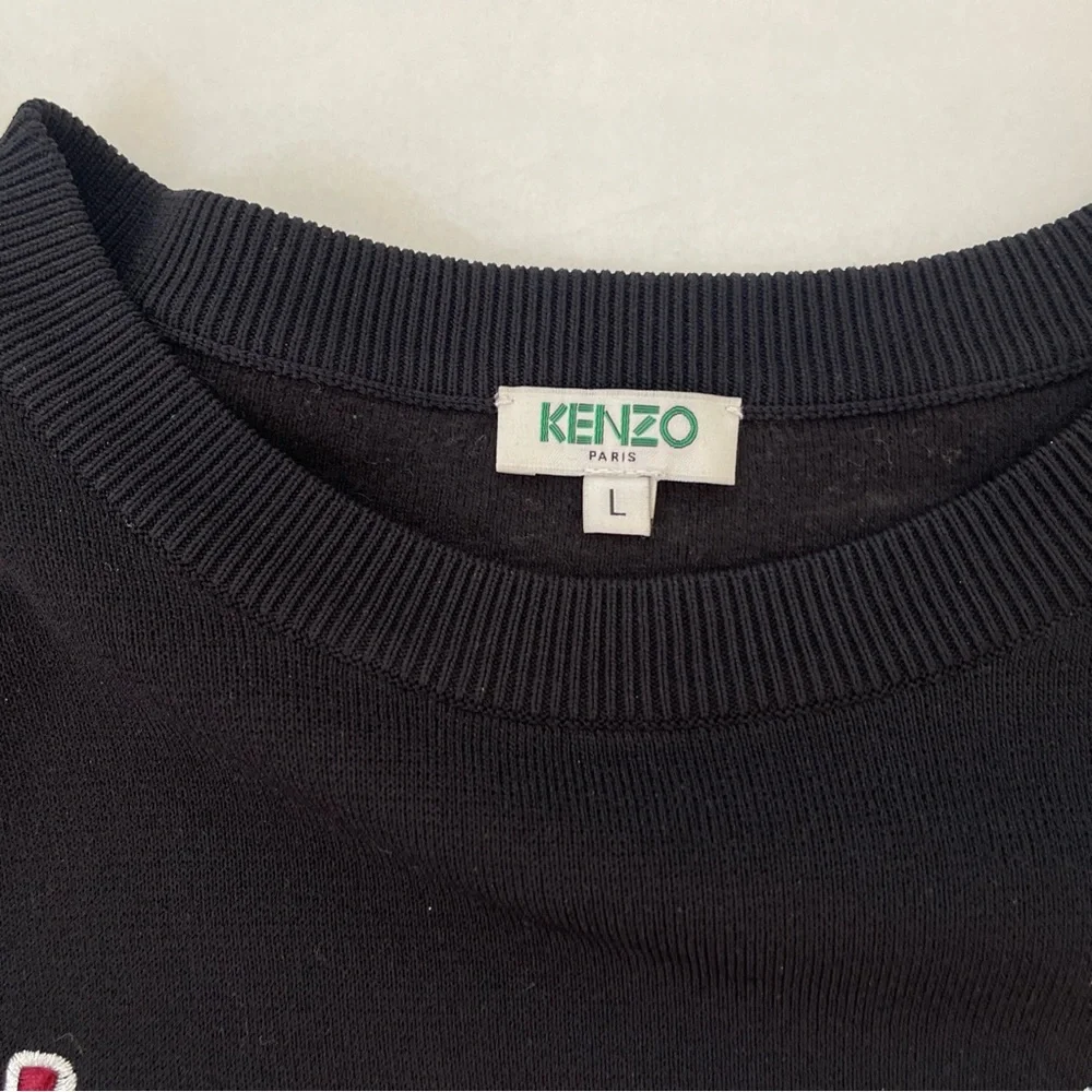 Vintage KENZO Black Sweater with Red and White Embroidered Accents - Picture 5 of 8
